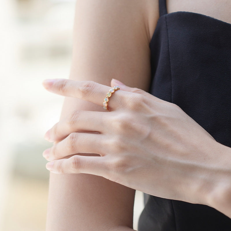 Opal Row Adjustable Ring