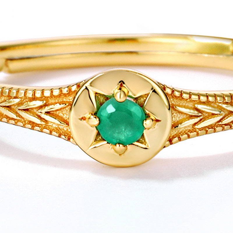 Emerald Sun Stamp Adjustable Ring