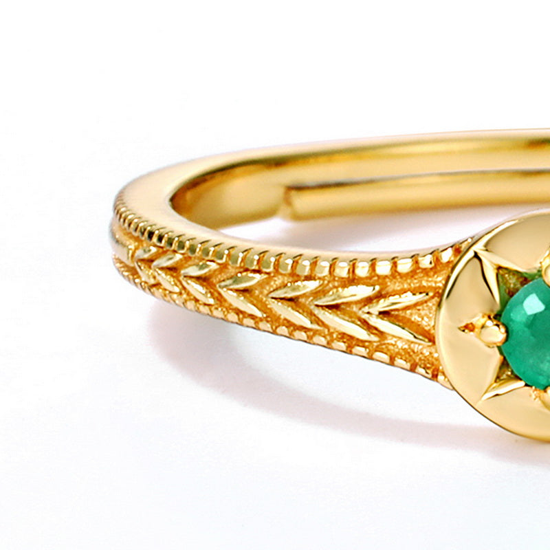 Emerald Sun Stamp Adjustable Ring