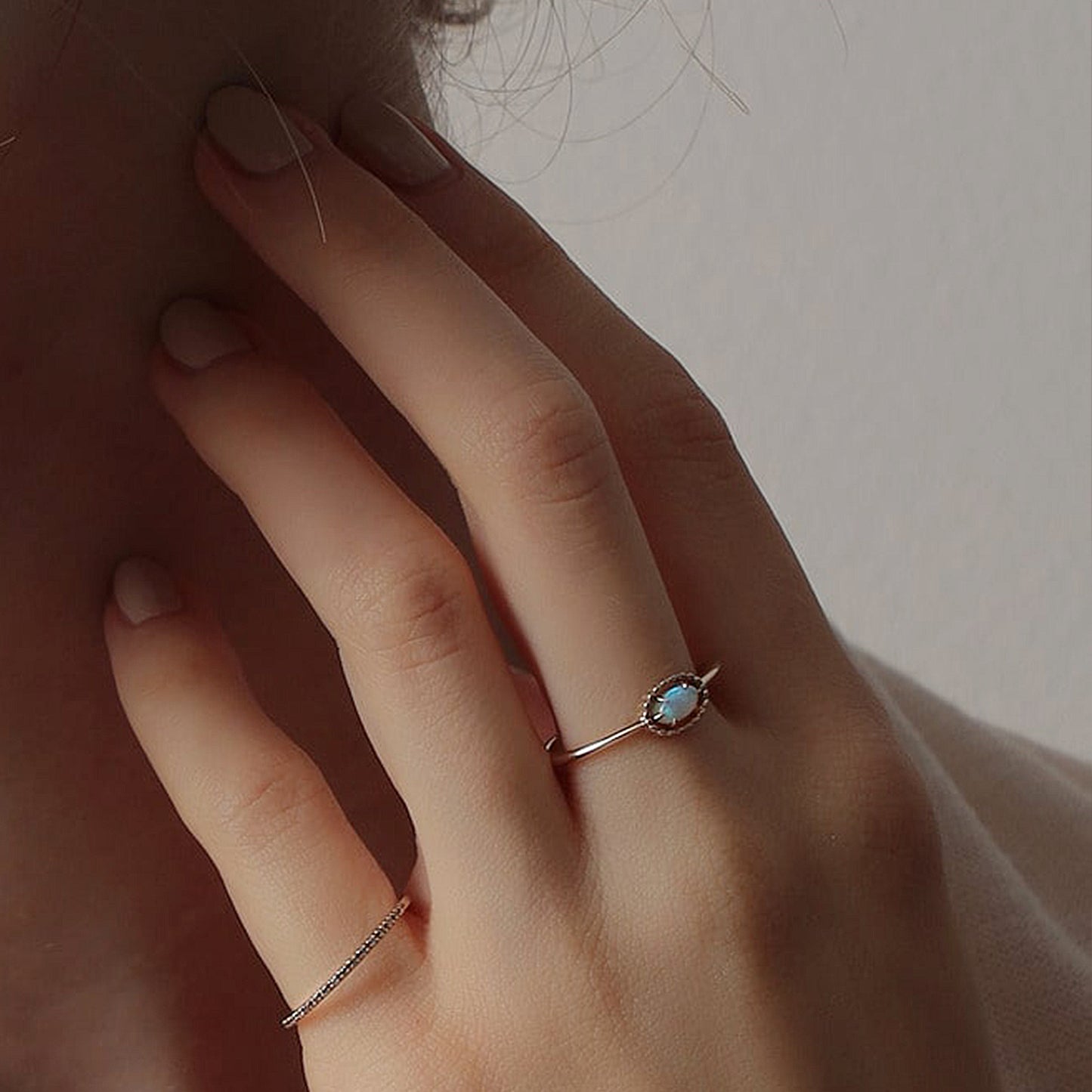 Opal Oval Cut Adjustable Ring