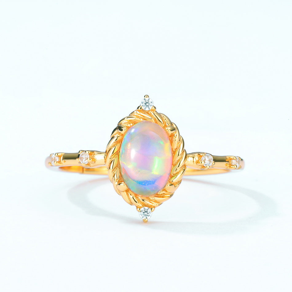 Opal Oval Cut Vintage Style Adjustable Ring