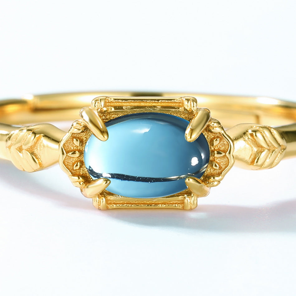 Blue Topaz Vintage Style Adjustable Ring
