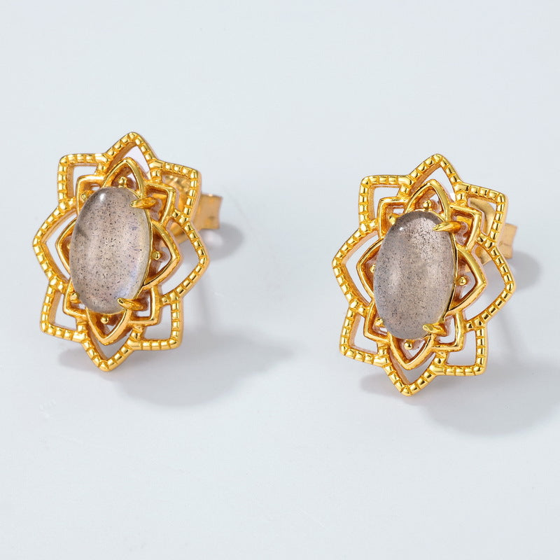 Labradorite Dainty Vintage Style Earrings