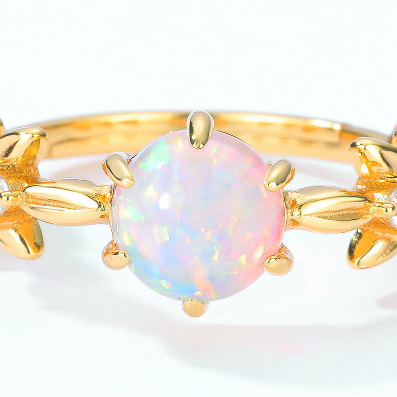Opal Vintage Style Adjustable Ring