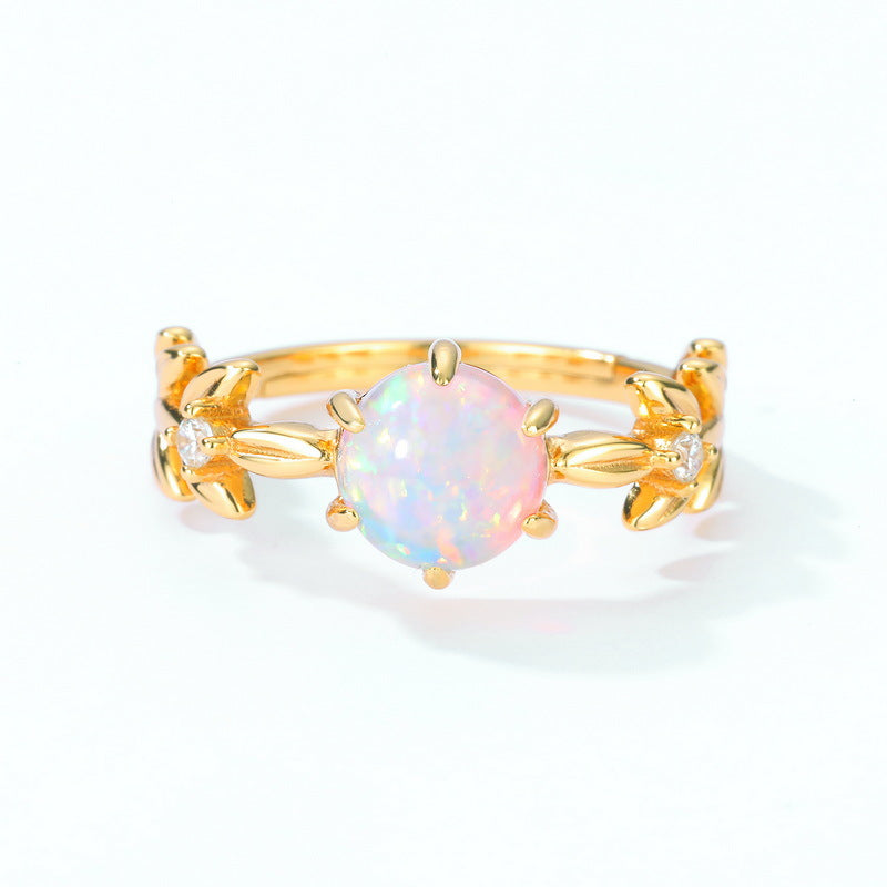 Opal Vintage Style Adjustable Ring