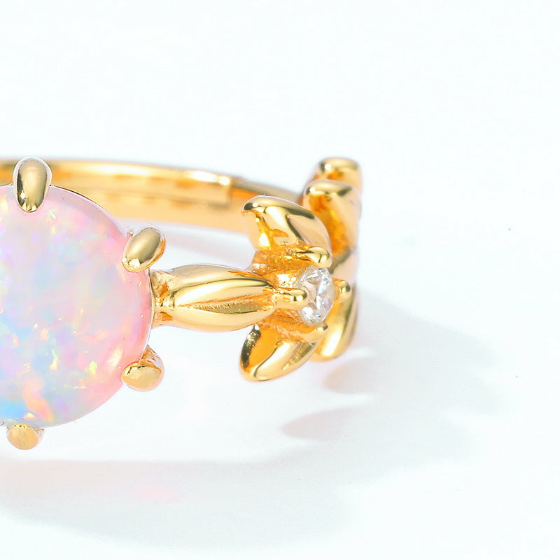 Opal Vintage Style Adjustable Ring