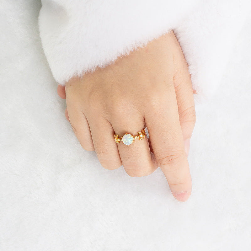 Opal Vintage Style Adjustable Ring