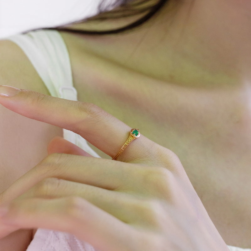 Emerald Sun Stamp Adjustable Ring