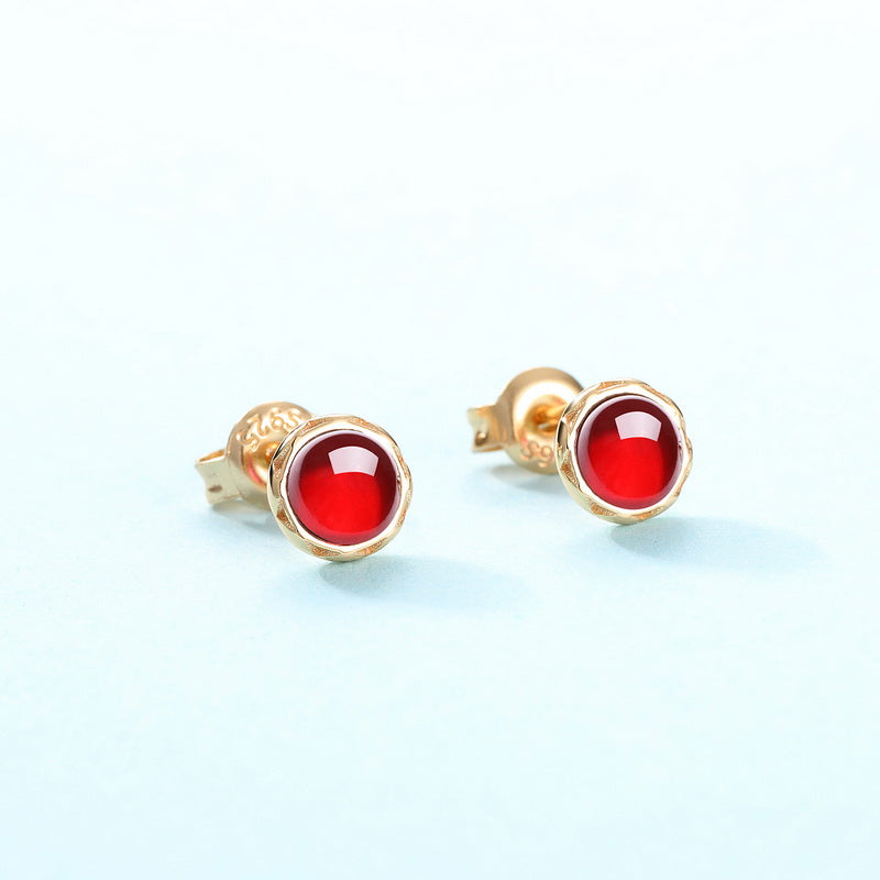 Round Gemstone Stud Earrings