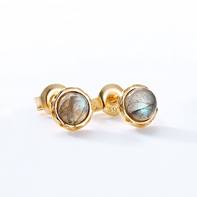 Round Gemstone Stud Earrings