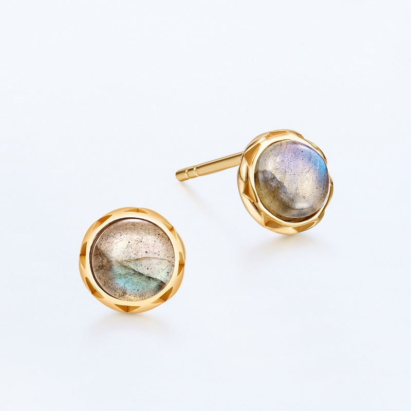 Round Gemstone Stud Earrings