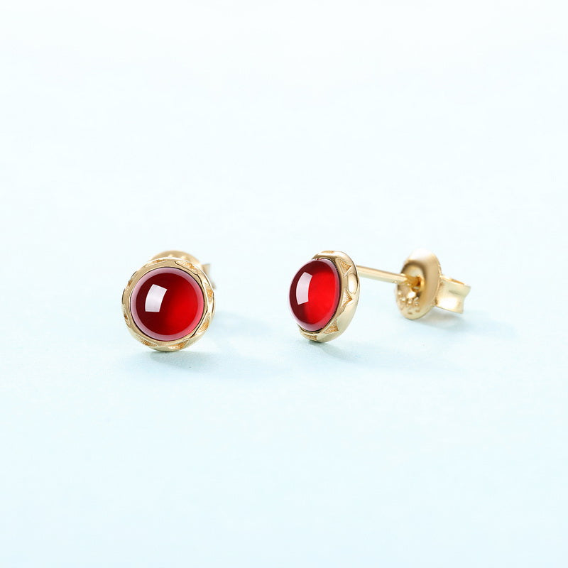 Round Gemstone Stud Earrings