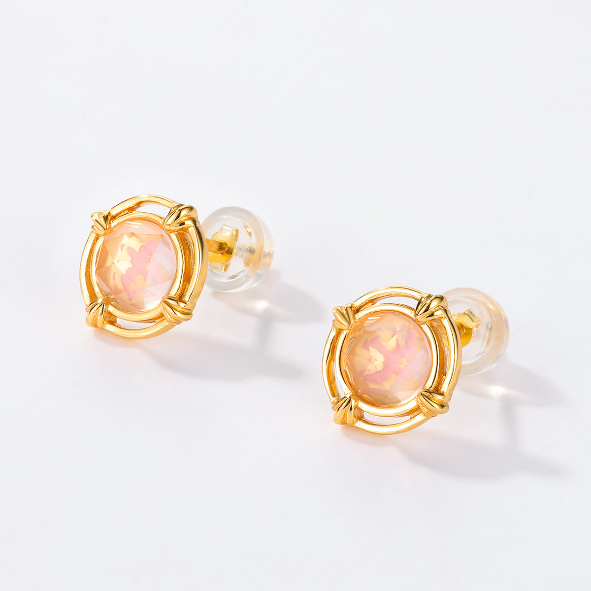 Rose Quartz Satellite Stud Earrings