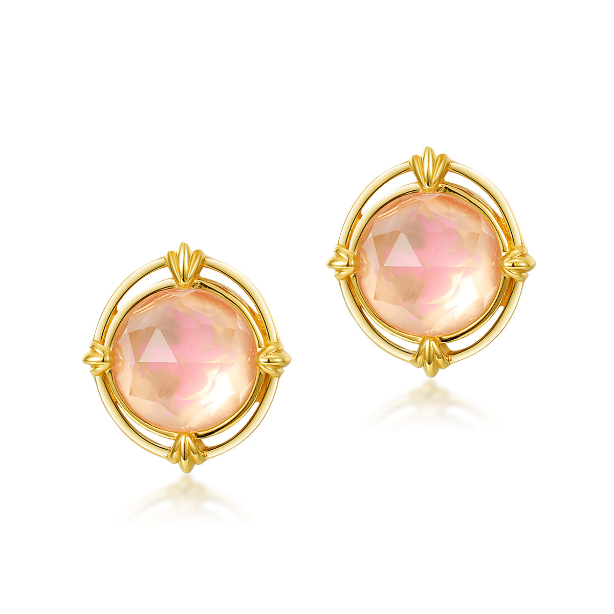 Rose Quartz Satellite Stud Earrings