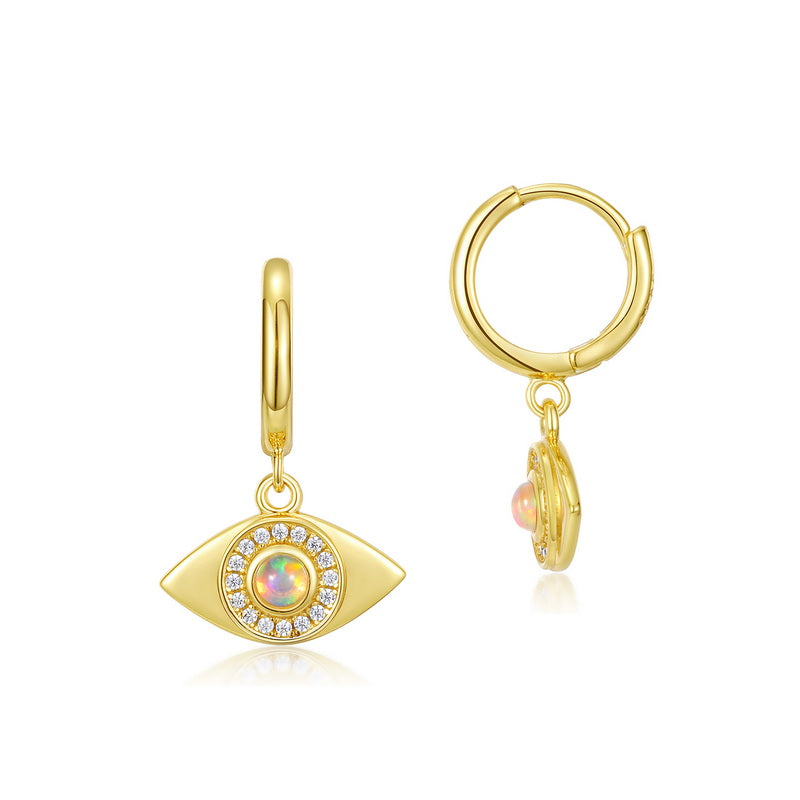 Opal Evil Eye Hoop Earrings