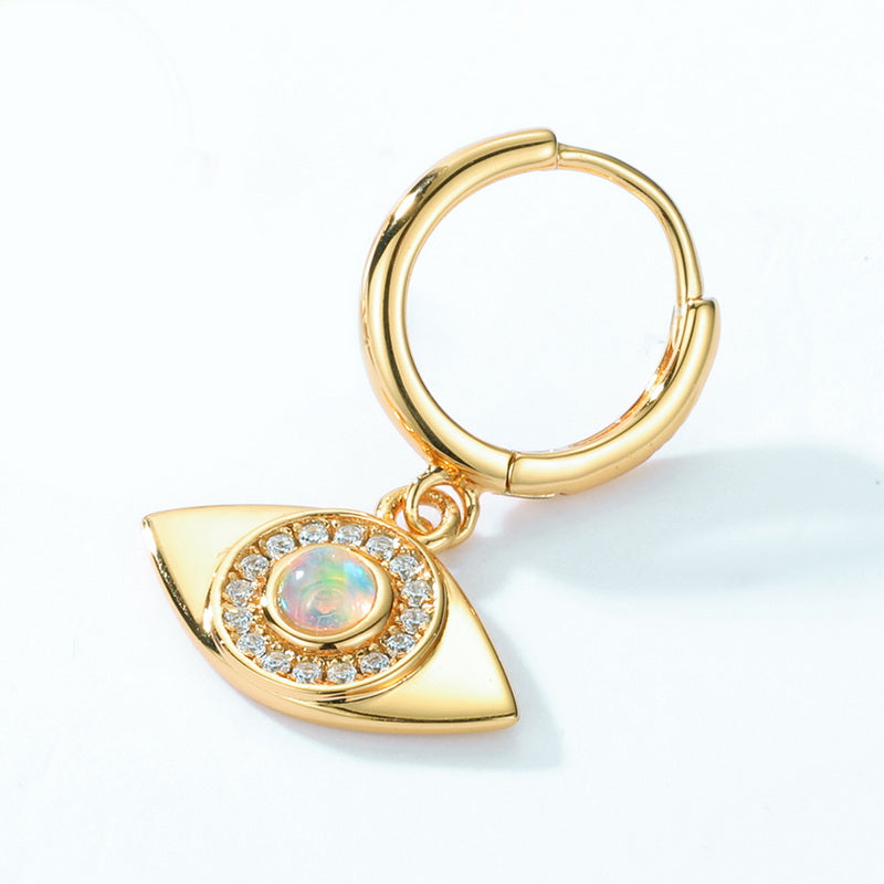 Opal Evil Eye Hoop Earrings