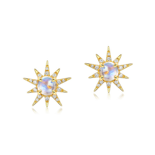 Moonstone Starburst Stud Earrings