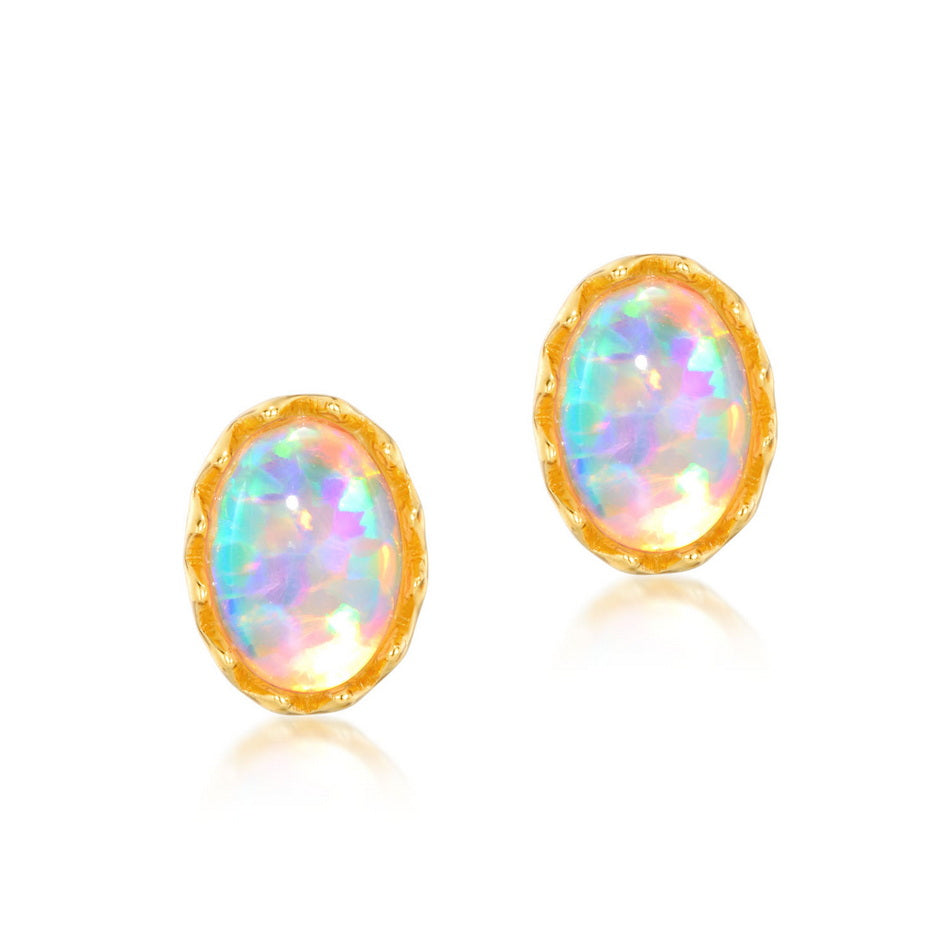 Opal Oval Stud Earrings