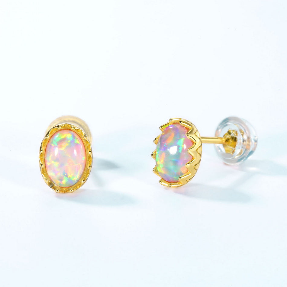 Opal Oval Stud Earrings