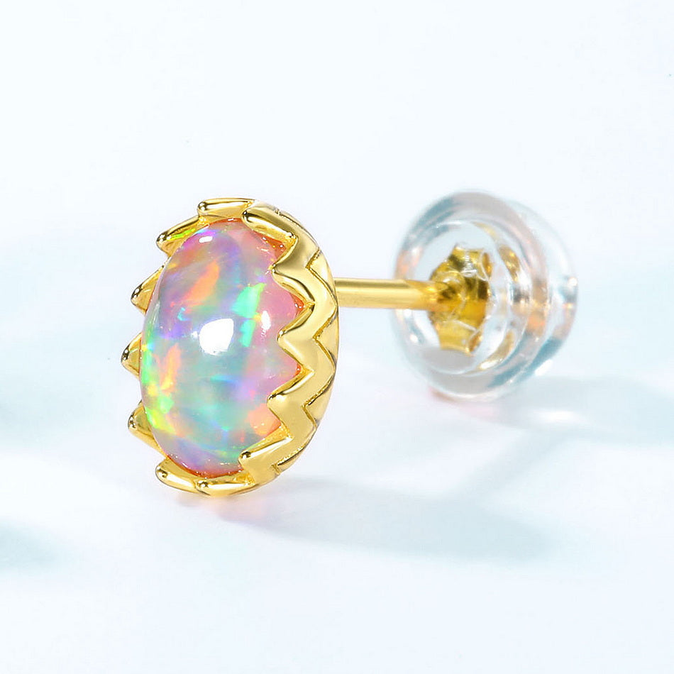 Opal Oval Stud Earrings