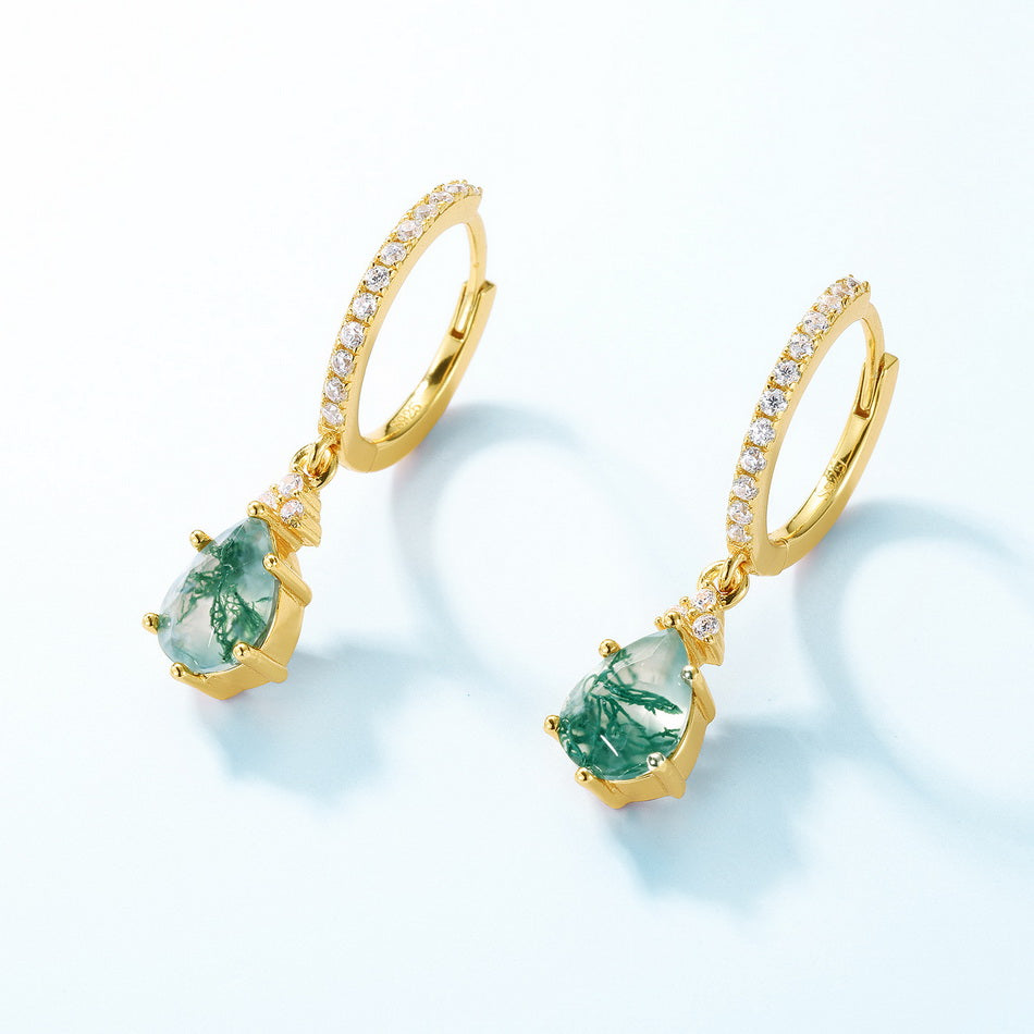 Moss Agate Hoop Earrings