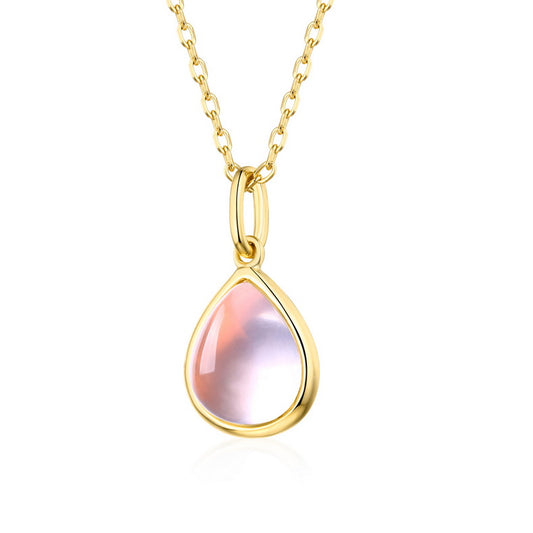 Rose Quartz Pear Cut Pendant Necklace