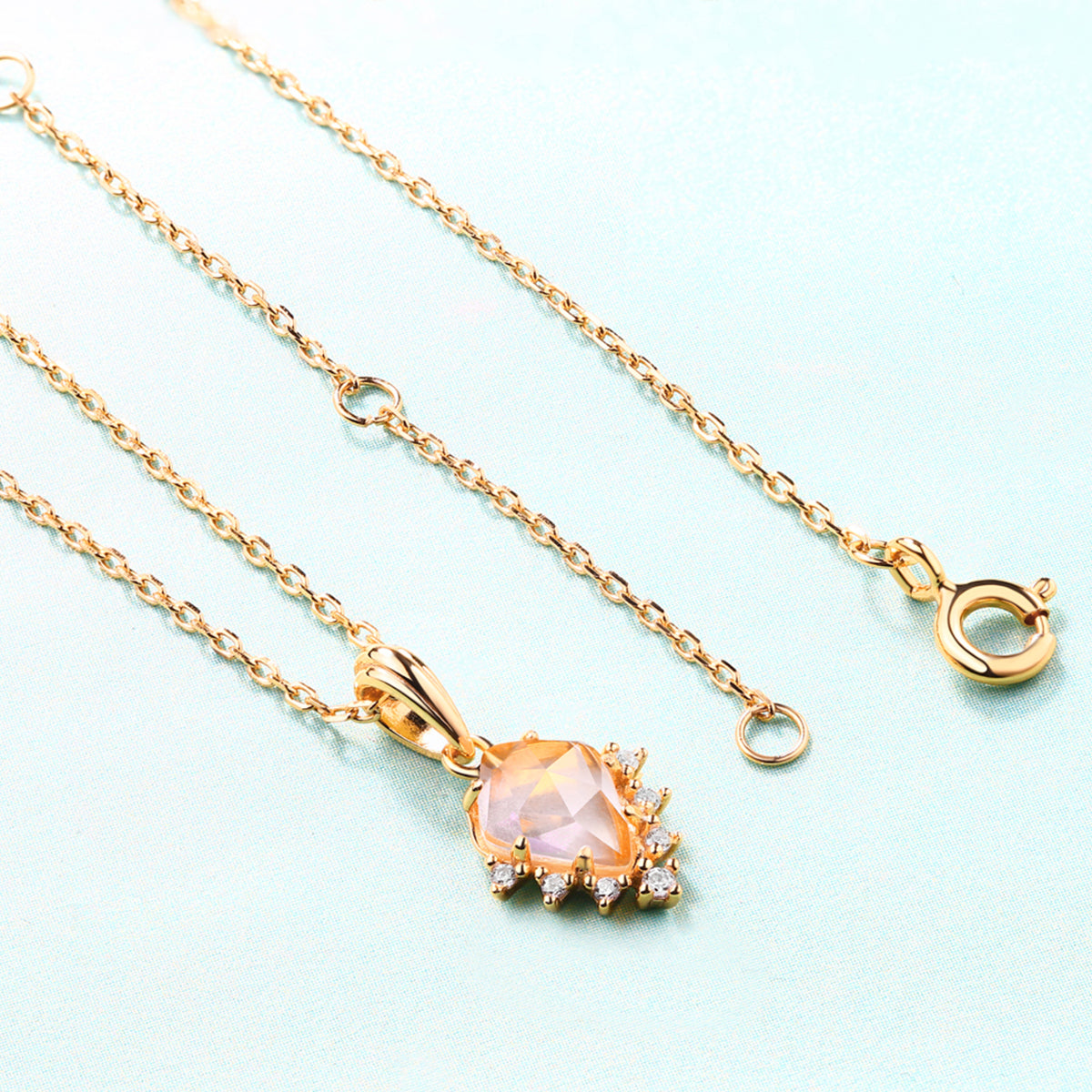 Rose Quartz Dainty Pendant Necklace