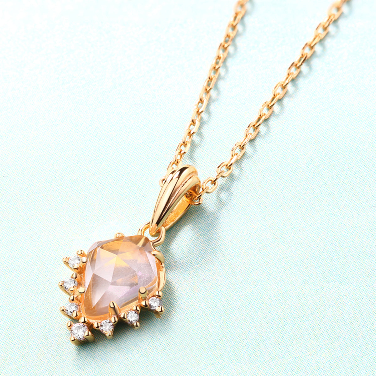 Rose Quartz Dainty Pendant Necklace