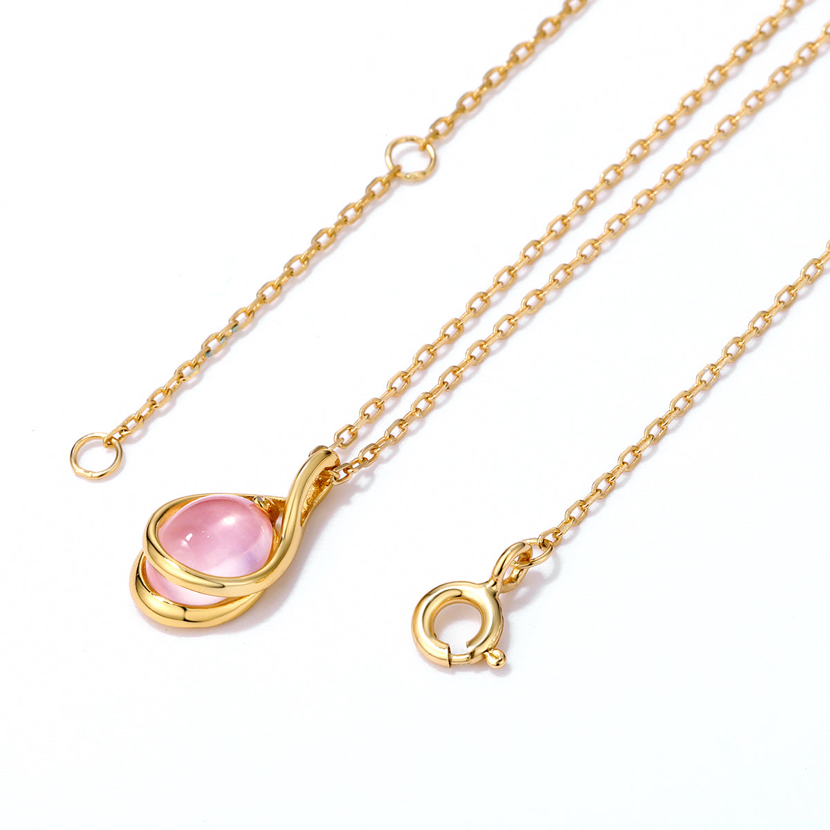 Rose Quartz Drop Pendant Necklace