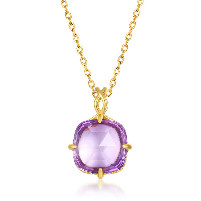 Amethyst Cushion Pendant Necklace