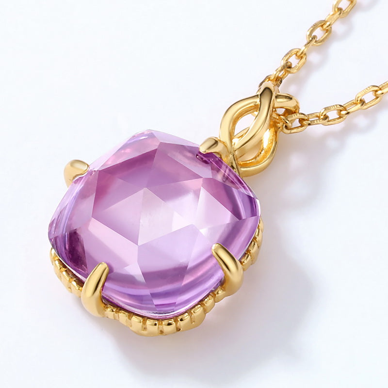 Amethyst Cushion Pendant Necklace