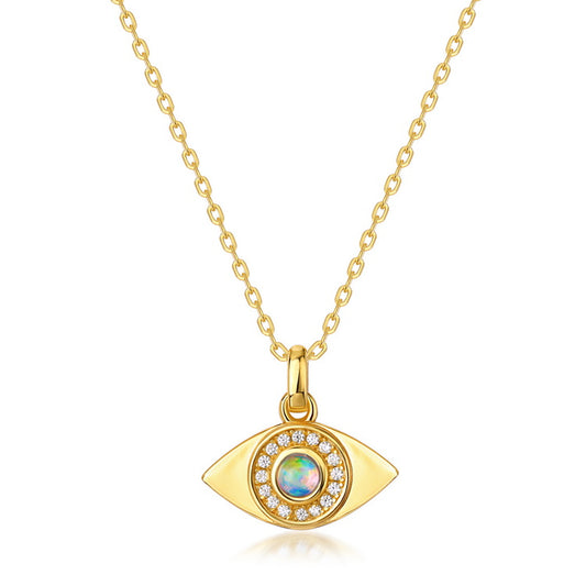 Opal Evil Eye Pendant Necklace