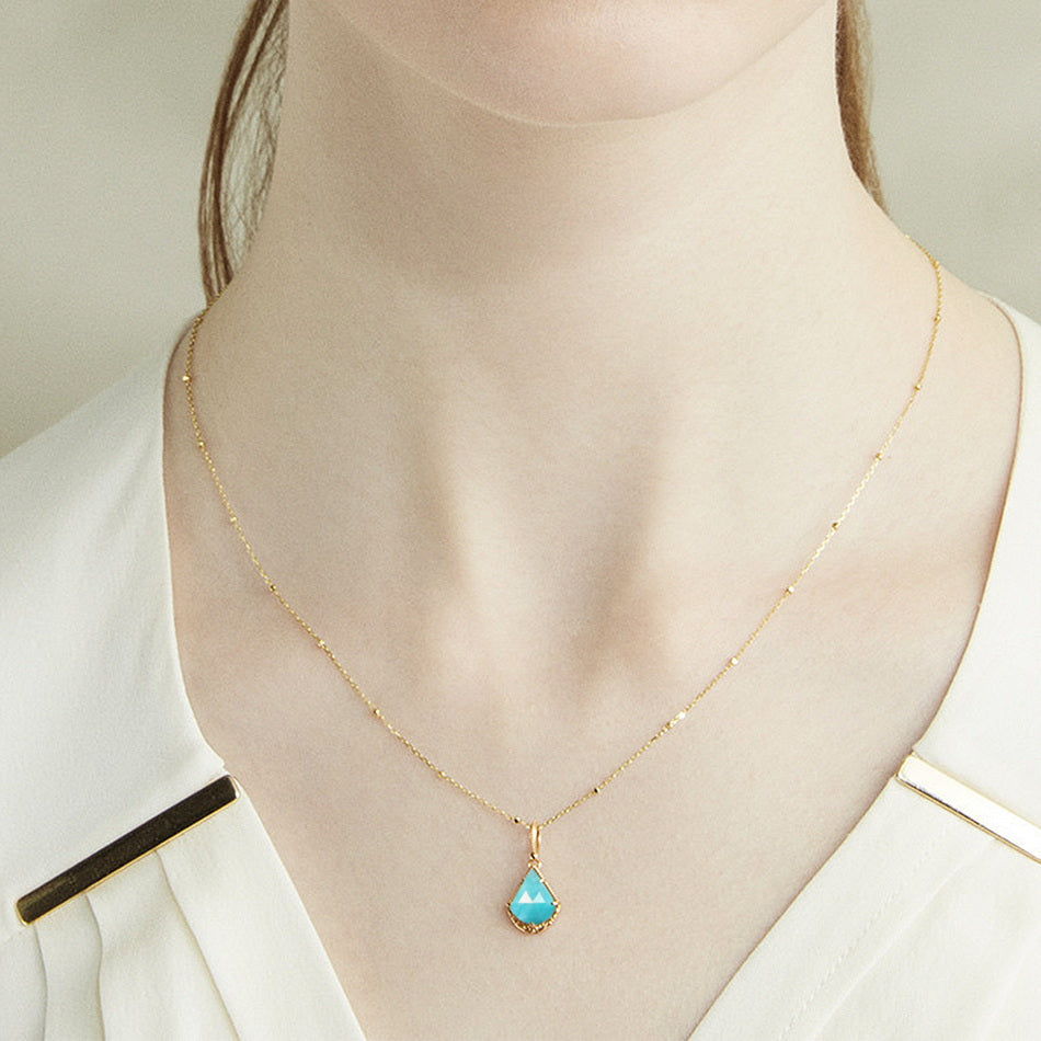 Amazonite Fan Shape Pendant Necklace