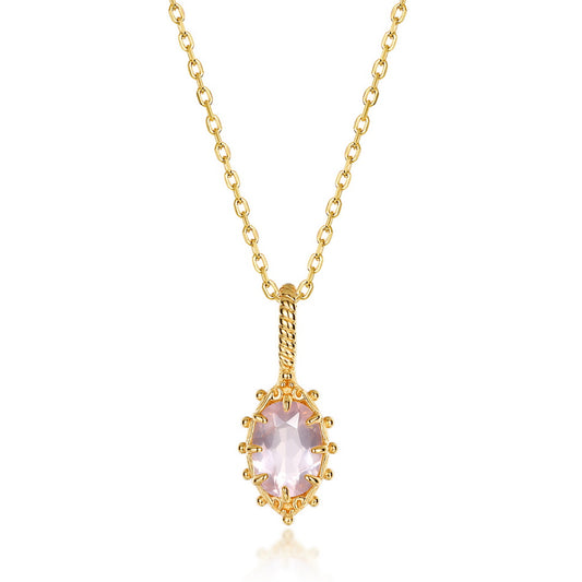 Rose Quartz Marquise Pendant Necklace