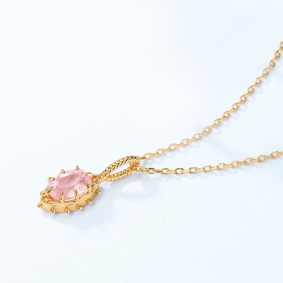 Rose Quartz Marquise Pendant Necklace