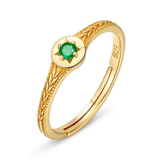 Emerald Sun Stamp Adjustable Ring