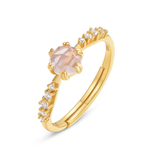 Rose Quartz Dainty Adjustable Ring