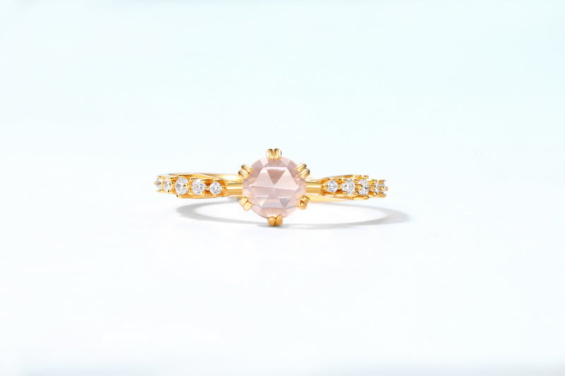 Rose Quartz Dainty Adjustable Ring