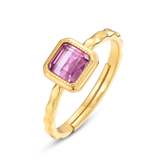 Amethyst Cushion Cut Adjustable Ring