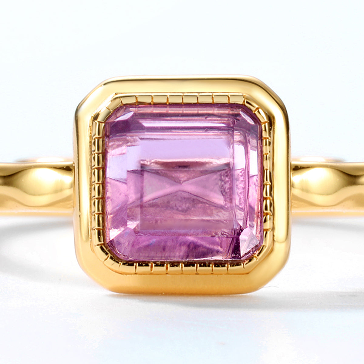 Amethyst Cushion Cut Adjustable Ring