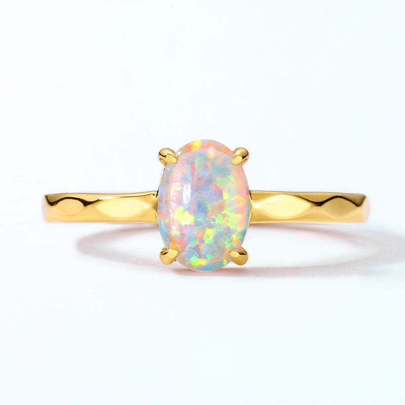 Opal Oval Cut Adjustable Ring