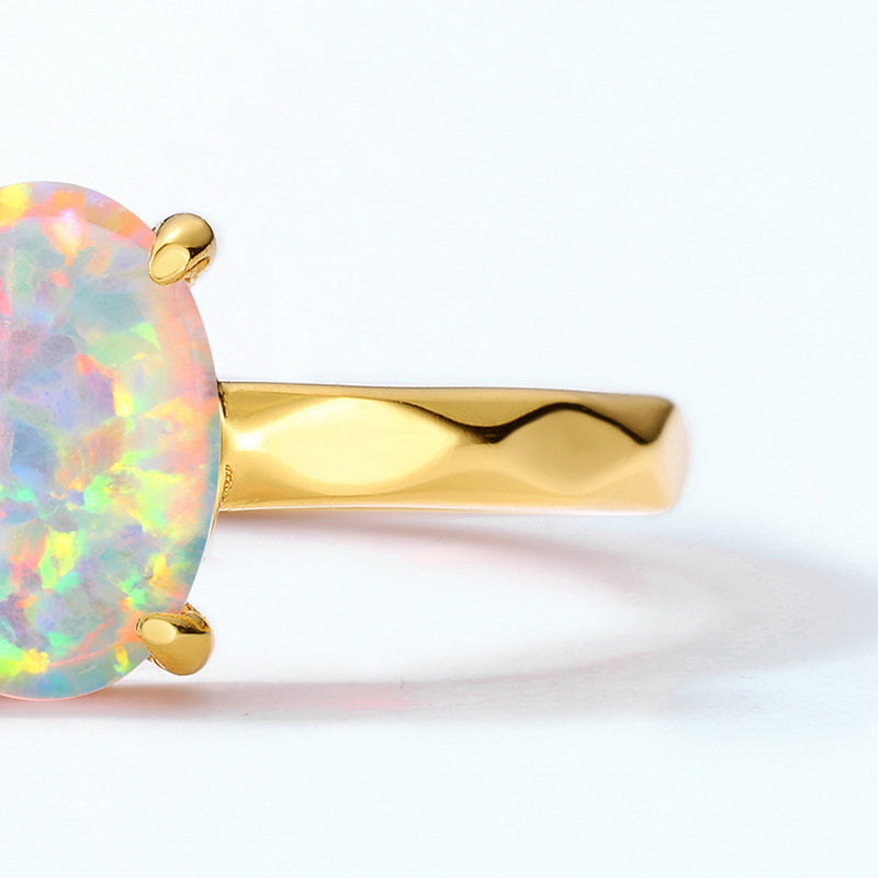 Opal Oval Cut Adjustable Ring