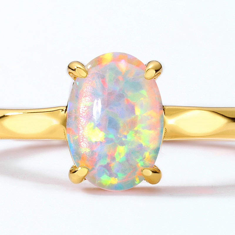 Opal Oval Cut Adjustable Ring