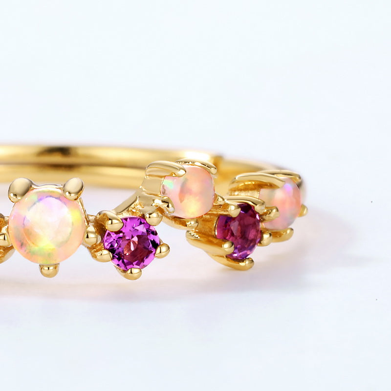 Amethyst and Opal Adjustable Ring