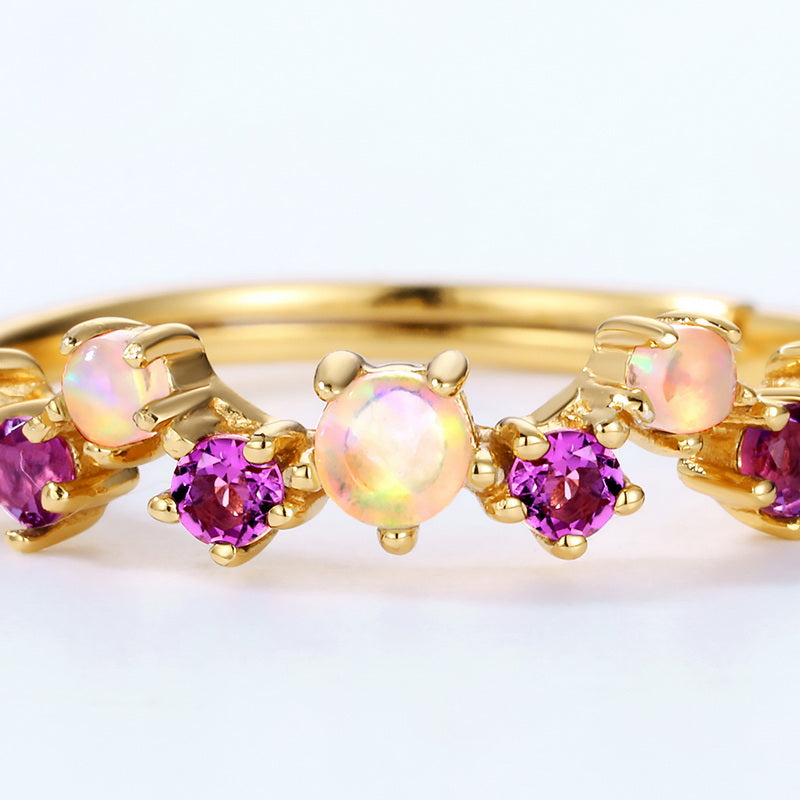 Amethyst and Opal Adjustable Ring