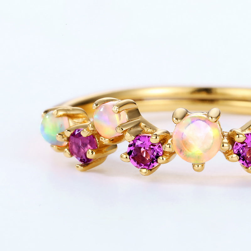 Amethyst and Opal Adjustable Ring