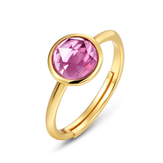 Amethyst Round Cut Adjustable Ring