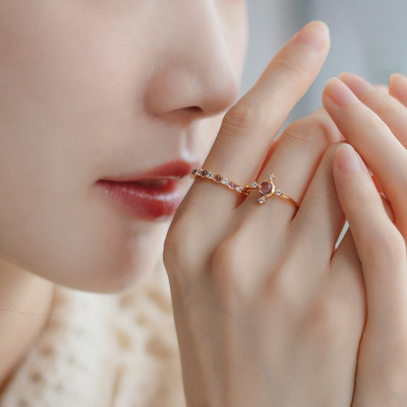 Amethyst Dainty Star Adjustable Ring