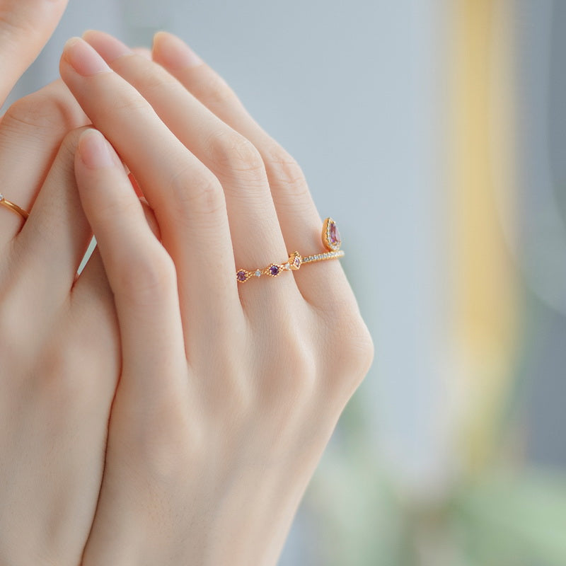 Amethyst Row Adjustable Ring