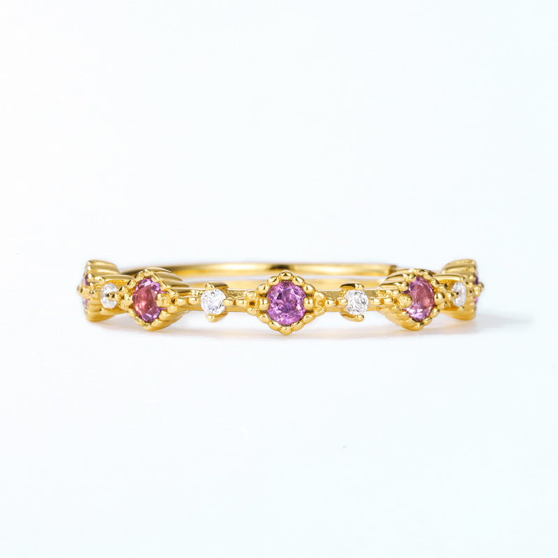 Amethyst Row Adjustable Ring